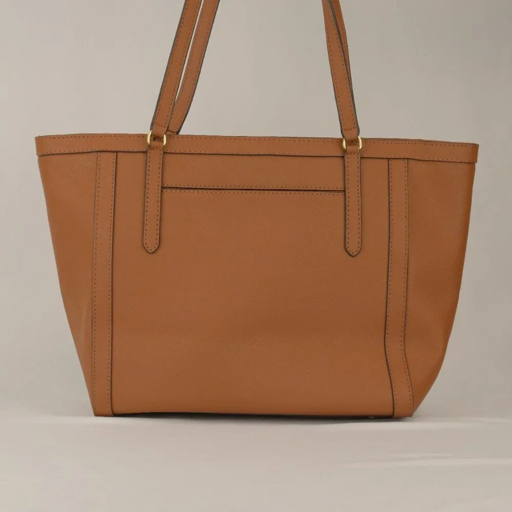 Lauren Ralph Lauren Clare Cross Hatch Leather Slim Tote, Brown